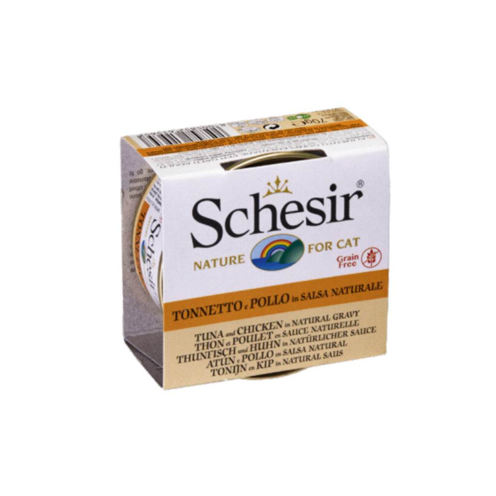 Schesir Canned Cat Food In Gravy & Jelly 70g–85g Gravy Tuna & Chicken