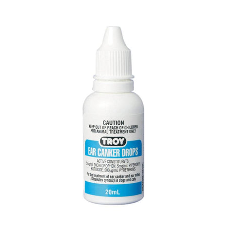 Troy Pet Ear Drops 20ml - Safe, Fast Relief for Itchy Ears & Mites EarCanker Drops 20ml