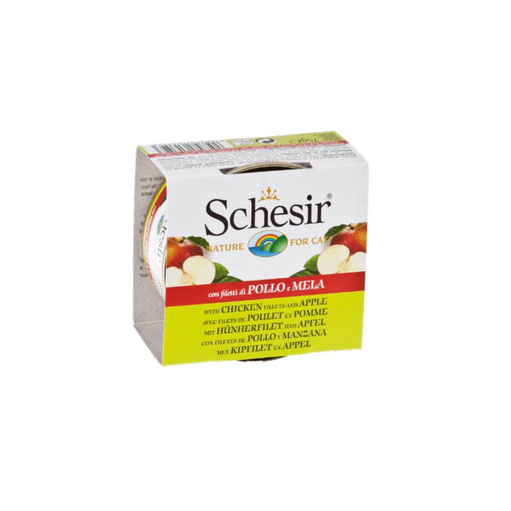 Schesir Canned Cat Food In Gravy & Jelly 70g–85g Fruits Chick with Apple