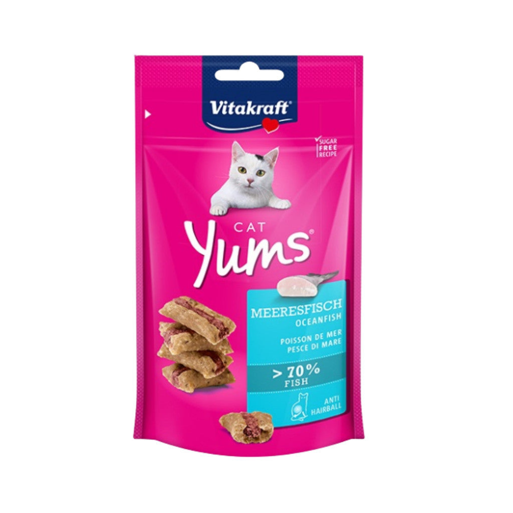 Vitakraft Cat Yums 40g Cat Treats - Soft & Juicy Meaty Filling Delicious Irresistible Cat Snack Oceanfish