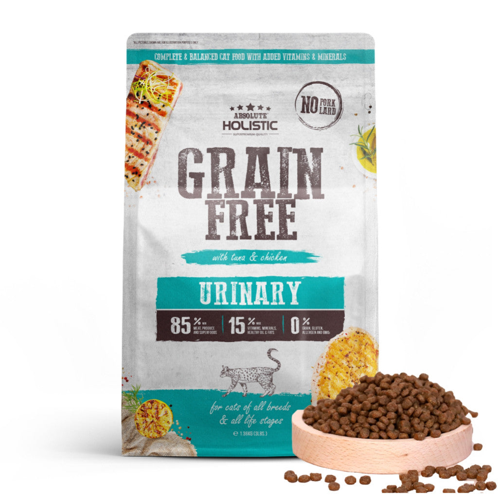 Absolute Holistic Grain Free Dry Food for Cats 3lbs - Hairball, Coat Care, Indoor, Urinary Health & Kitten Nutrition Urinary