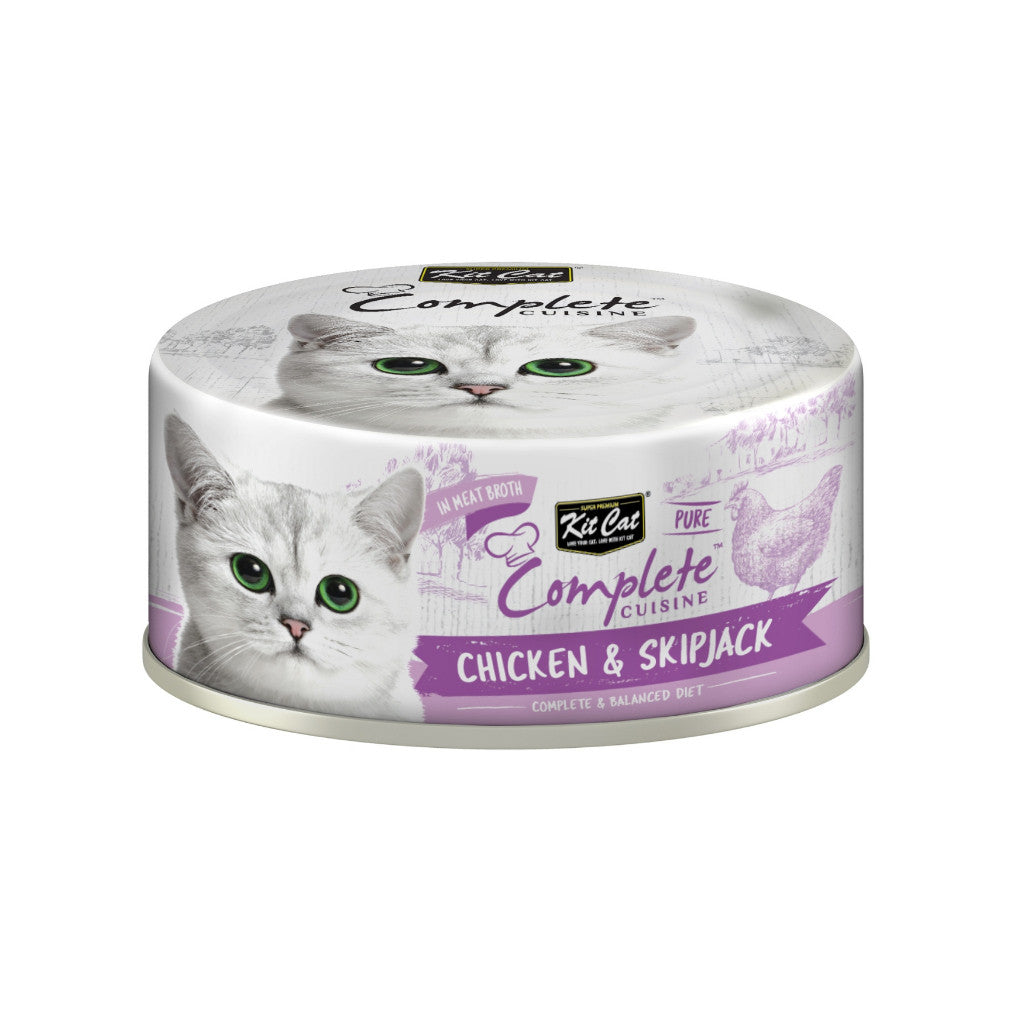 Kit Cat Pure Complete Cuisine Wet Cat Food 70g - Complete & Balanced Meal | High Protein Cat Food Chicken & Skipjack