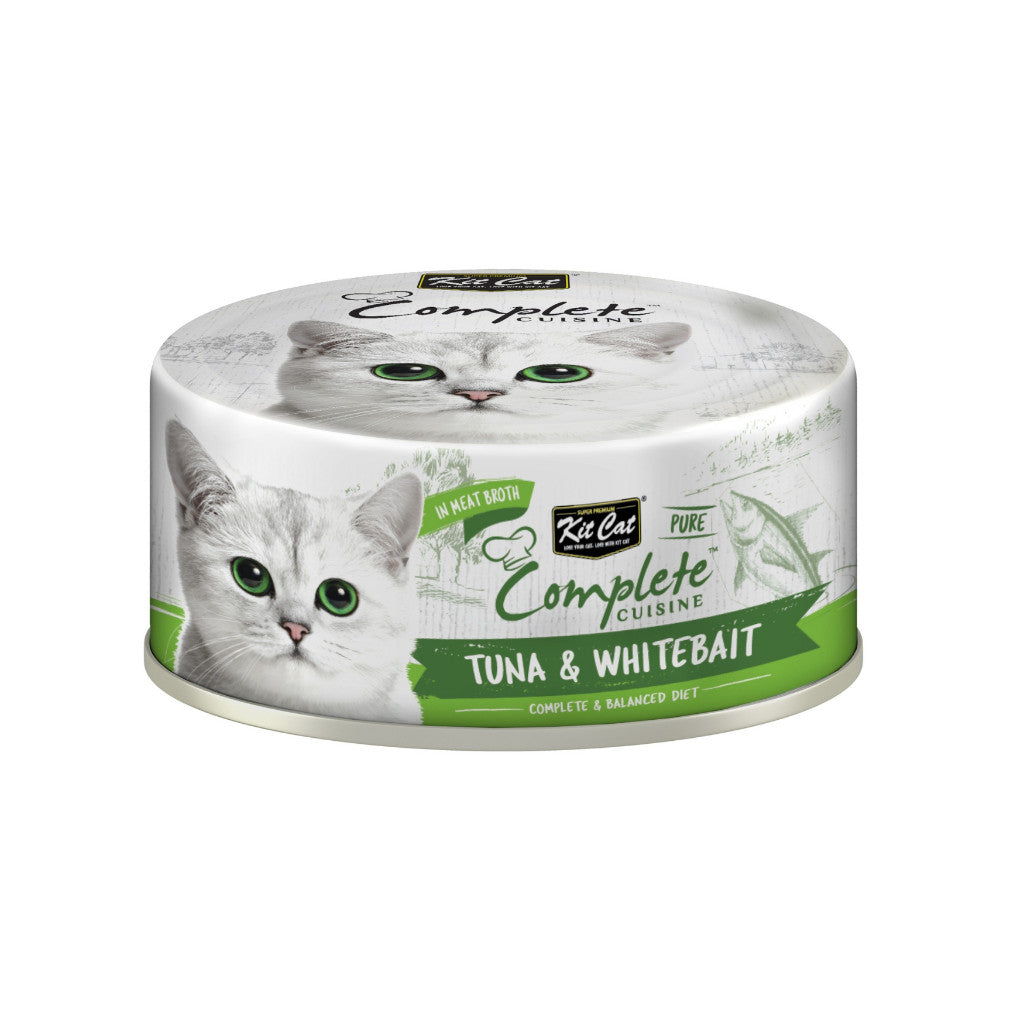 Kit Cat Pure Complete Cuisine Wet Cat Food 70g - Complete & Balanced Meal | High Protein Cat Food Tuna & Whitebait