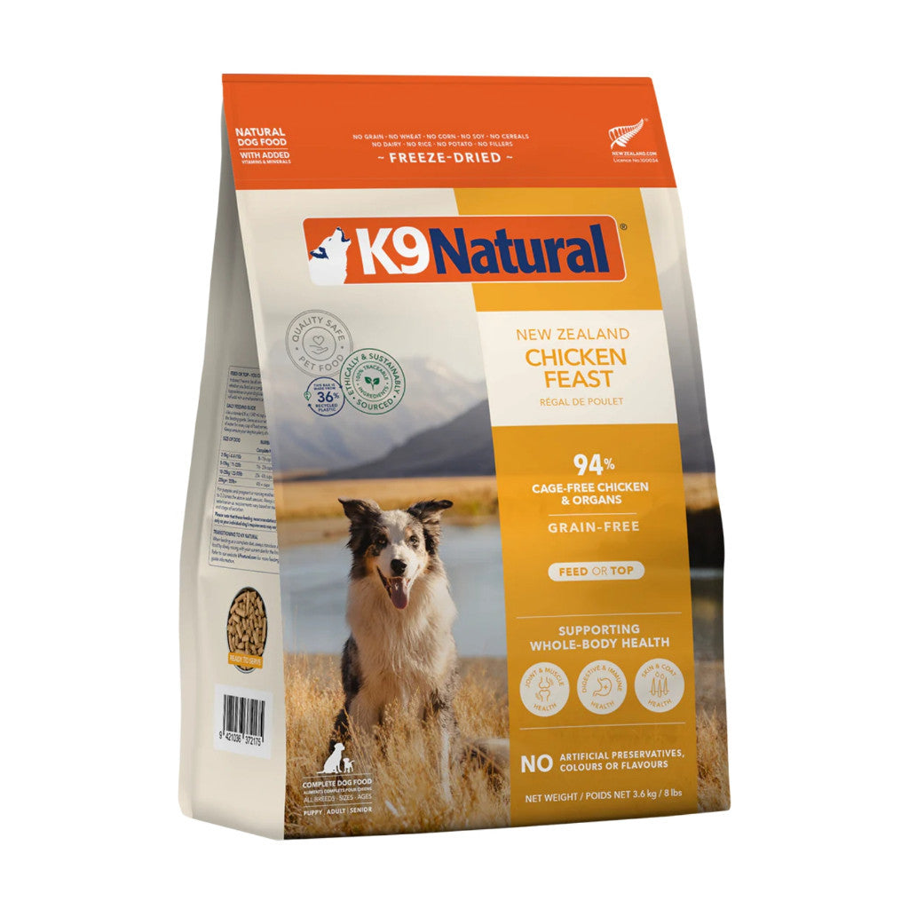 K9 Natural Freeze Dried 1.8kg / 3.6kg - High Protein Complete Balanced Meal for Dogs Chicken 3.6kg