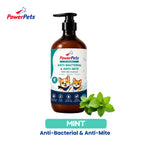 Powerpets Pet Shampoo 500ml - Alcohol-Free Paraben-Free Deep Cleansing Gentle Use Pet Safe Formula Mint