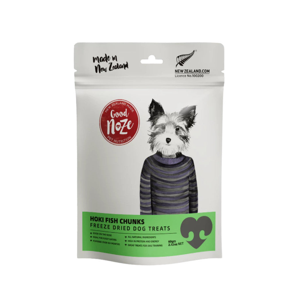Good Noze Freeze-Dried Treats For Cat & Dog 60g 65g 100g - Complete Meal for All Life Stages Dog Hoki Fish 60g