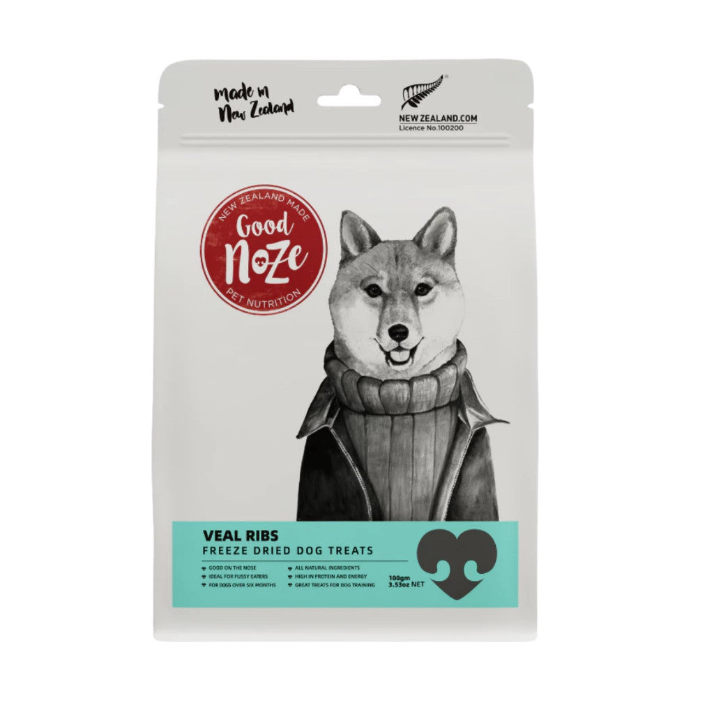 Good Noze Freeze-Dried Treats For Cat & Dog 60g 65g 100g - Complete Meal for All Life Stages Dog Veal Ribs 100g