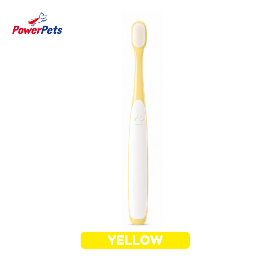 PowerPets Pet Gentle Toothbrush - Reduce Plaque & Tartar Supports Healthier Gums & Freshens Breath Yellow