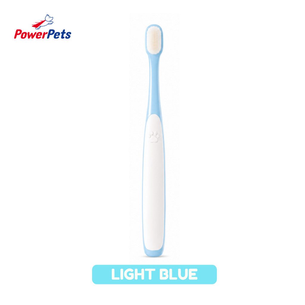 PowerPets Pet Gentle Toothbrush - Reduce Plaque & Tartar Supports Healthier Gums & Freshens Breath Light Blue
