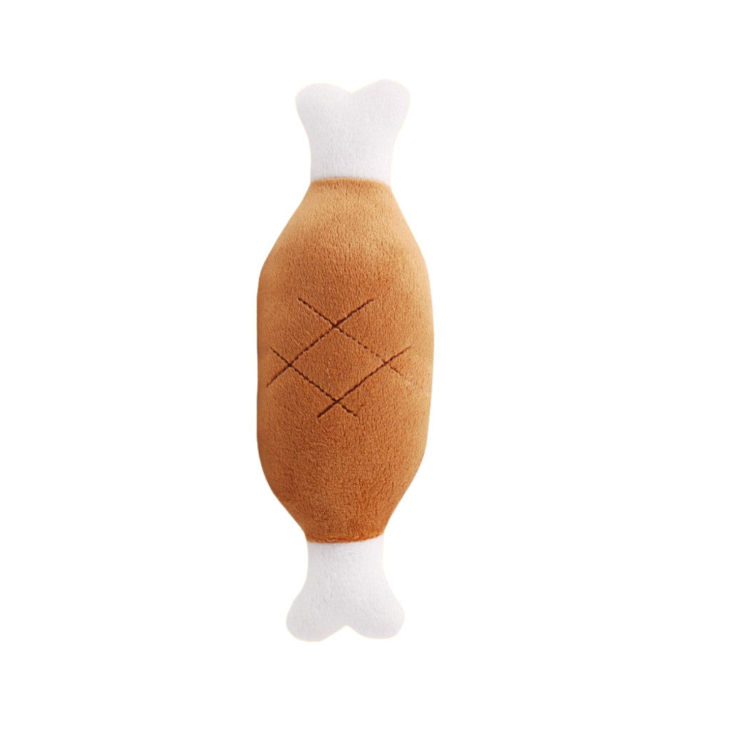 Squeaky Small Chew Soft Toy For Dogs - Plush Teething & Fun Training Toy Drumstick