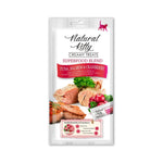Natural Kitty Creamy Cat Treats 4 x 12g - Superfood Lickable Cat Food Tuna Salmon & Cranberry
