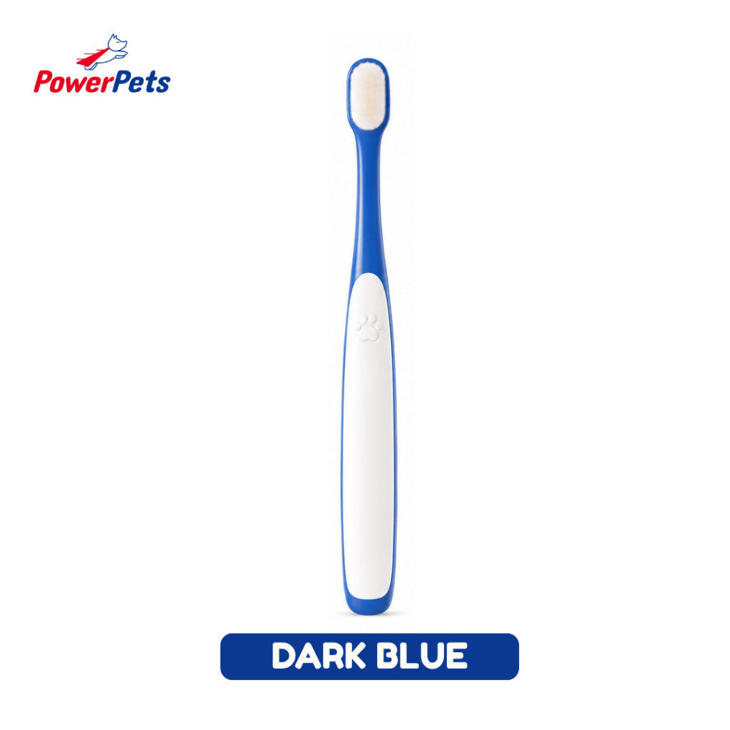 PowerPets Pet Gentle Toothbrush - Reduce Plaque & Tartar Supports Healthier Gums & Freshens Breath Dark Blue