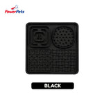 PowerPets Silicone Slow Feeder For Pets - Food-Safe Silicone Non-Toxic Pet Bowl Training Licking Pad Square Black