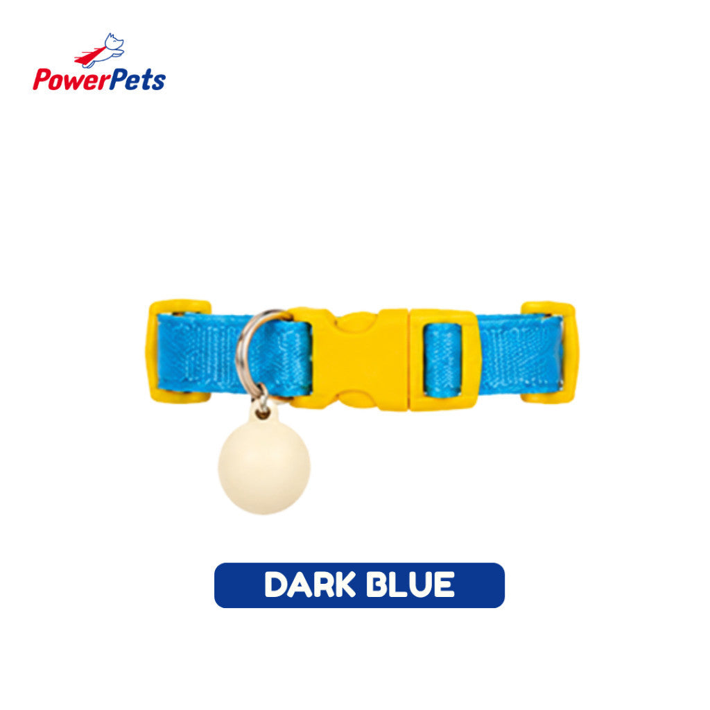 PowerPets Pet Collar - Adjustable Fit Safety Buckle Quick Release Comfortable Premium Daily Wear Dark Blue