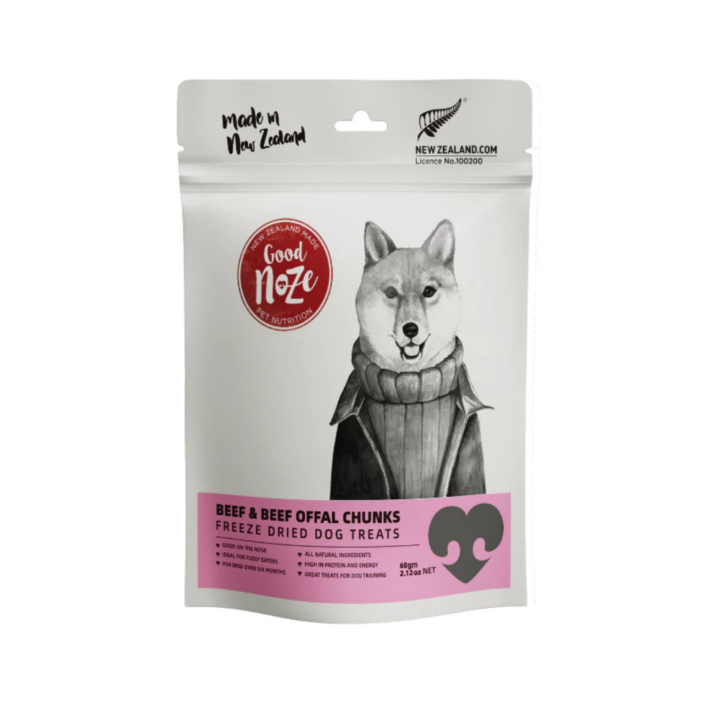 Good Noze Freeze-Dried Treats For Cat & Dog 60g 65g 100g - Complete Meal for All Life Stages Dog Beef & Beef Offal 60g