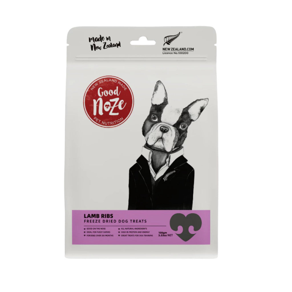 Good Noze Freeze-Dried Treats For Cat & Dog 60g 65g 100g - Complete Meal for All Life Stages Dog Lamb Ribs 100g