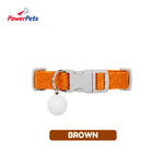 PowerPets Pet Collar - Adjustable Fit Safety Buckle Quick Release Comfortable Premium Daily Wear Brown