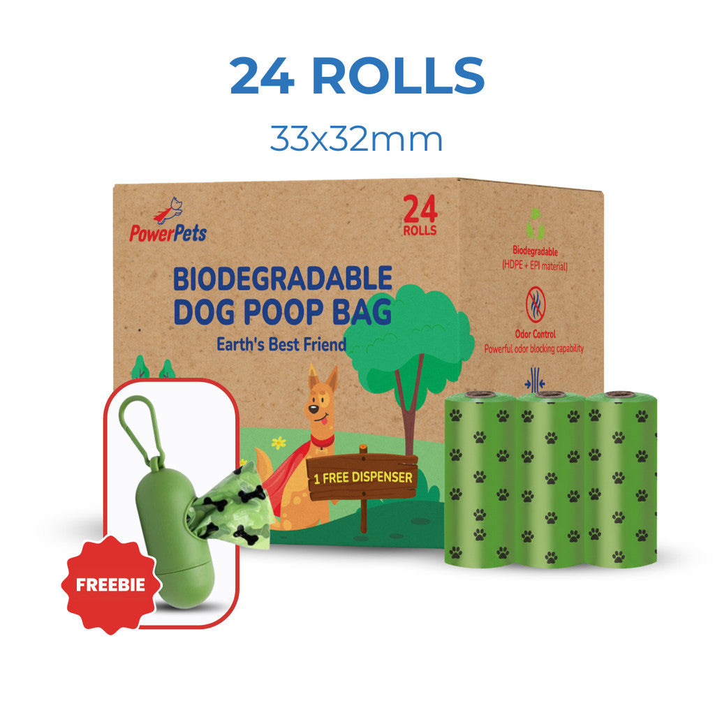 Powerpets Biodegradable Pet Poop Bags – 24 Rolls / 36 Rolls Disposable Dog Waste Bags PP 24 Rolls (360pcs)