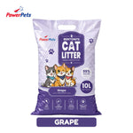 Powerpets Bentonite Cat Litter 10L - Deodorizing Natural Fast Clumping Low Dust Easy Absorbent Grape