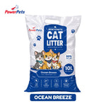 Powerpets Bentonite Cat Litter 10L - Deodorizing Natural Fast Clumping Low Dust Easy Absorbent Ocean Breeze