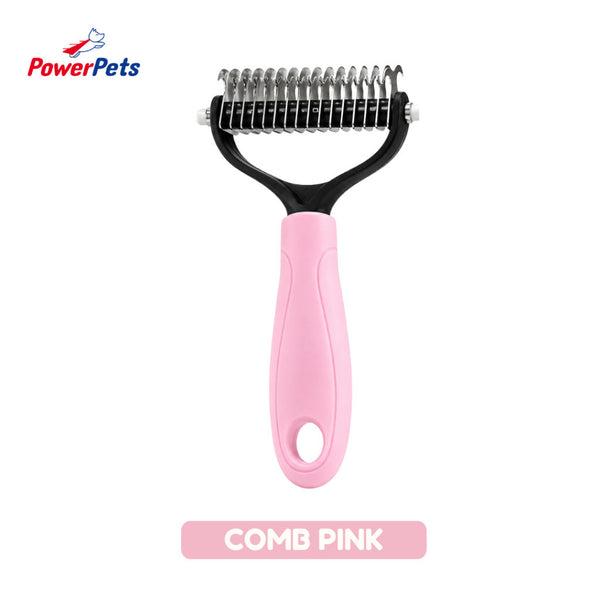 PowerPets Hair Comb & Hair Brush For Pets - Grooming Hair Care & Reduces Shedding Hair Comb (Pink)