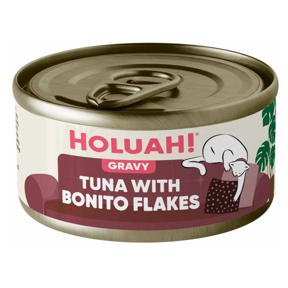 Holuah Tuna in Gravy Can Cat Food 80g - Tender Tuna Chunks Complete & Balanced Food for Cats Tuna w BonitoFlakes
