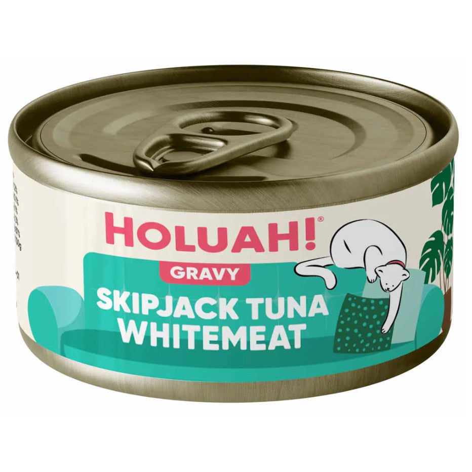 Holuah Tuna in Gravy Can Cat Food 80g - Tender Tuna Chunks Complete & Balanced Food for Cats SkipJ Tuna WhiteMeat
