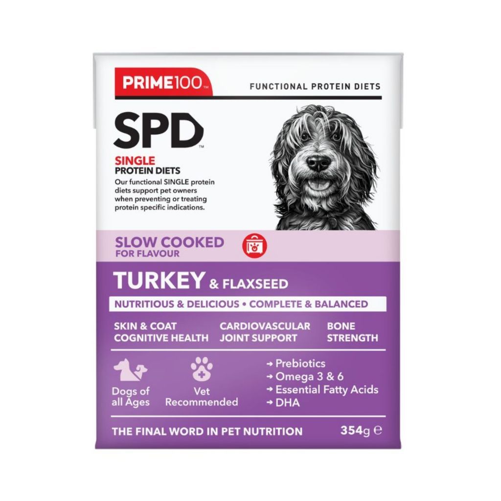Prime 100 Slow Cooked Protein Diets Dogs Food 354g Turkey & Flaxseed