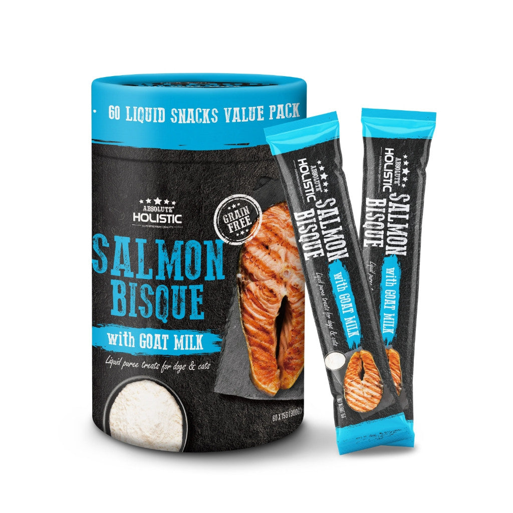 Absolute Holistic Liquid Puree Treats 15g x 60 Sticks for Cats & Dogs Salmon with Goat Milk