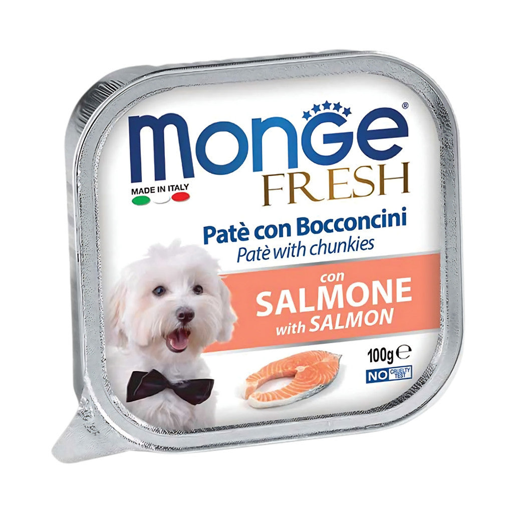 [Bundle of 16] Monge Fresh Pate & Fruits Dog Wet Food 100g - Nutritious Complete & Balanced Salmon