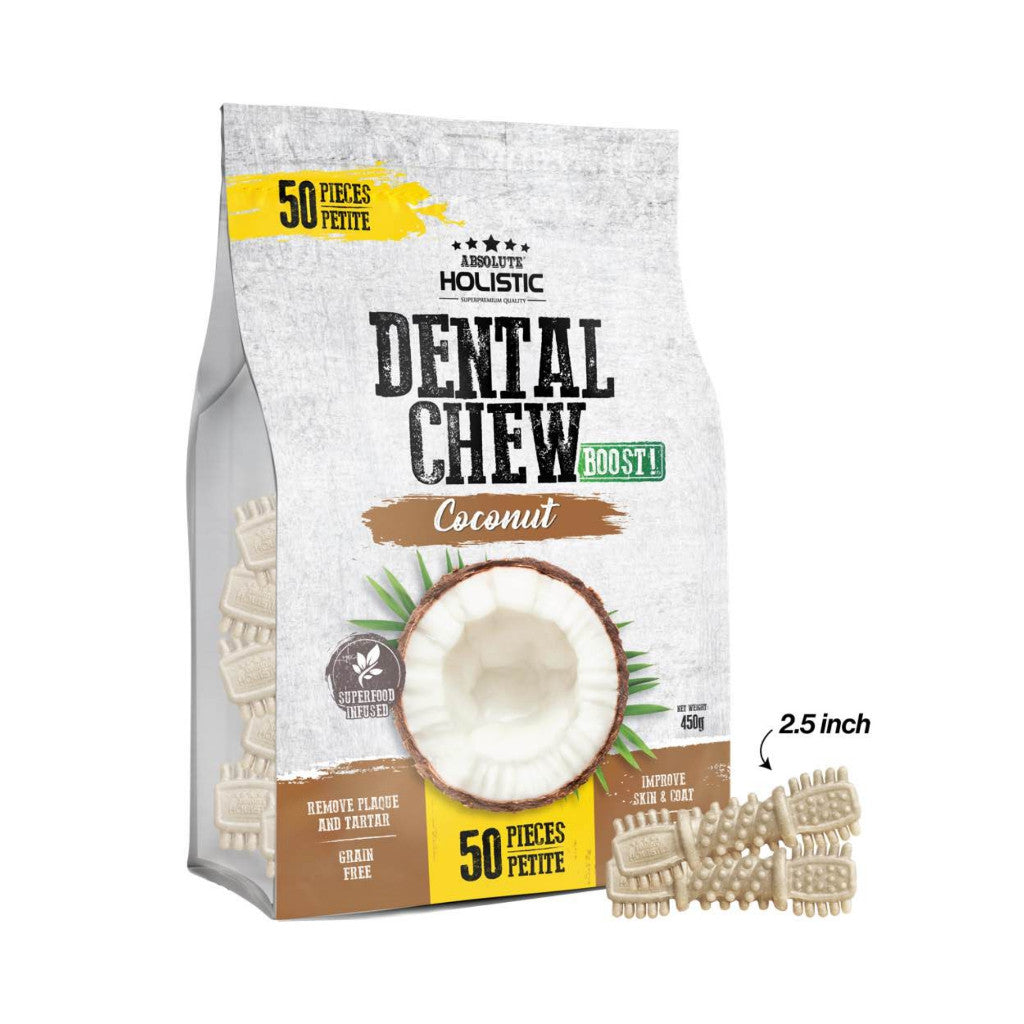 Absolute Holistic Dog Dental Chew Jumbo Pack 450g & 500g - Oral Treats For Dog Coconut Petite 50s
