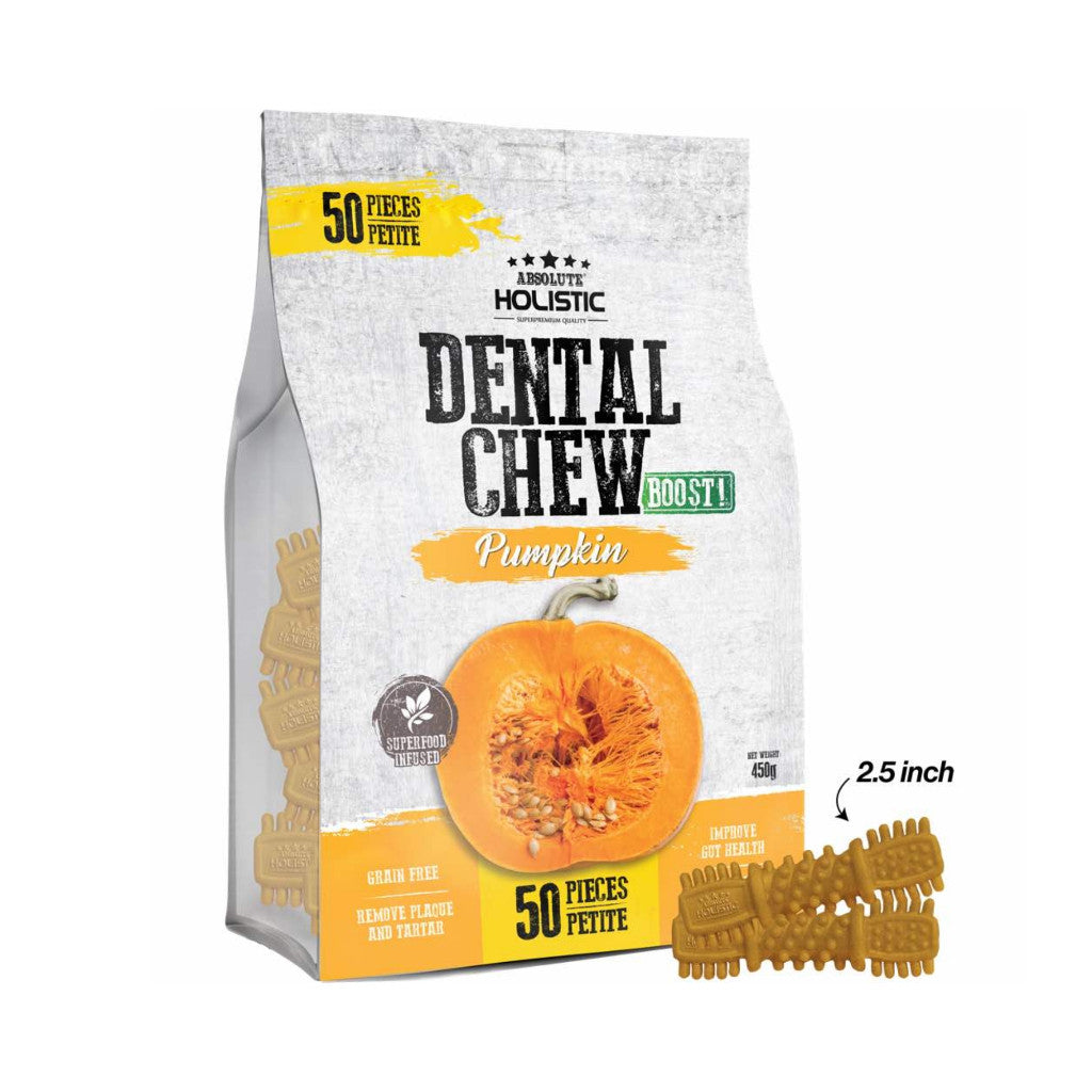 Absolute Holistic Dog Dental Chew Jumbo Pack 450g & 500g - Oral Treats For Dog Pumpkin Petite 50s