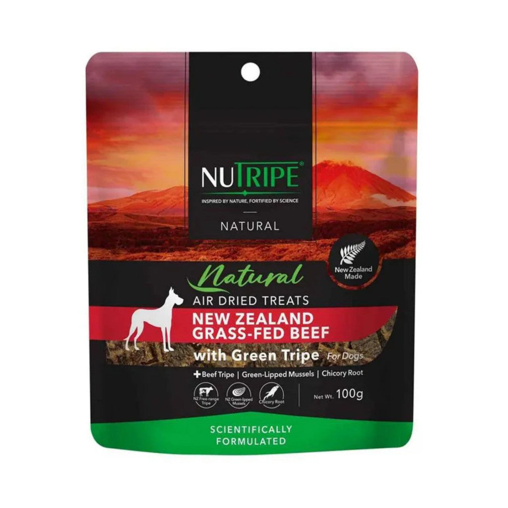 Nutripe Natural Air-Dried Dog Treats With Green Tripe 100g - Premium NZ Grass-Fed Meat Dog Food Beef