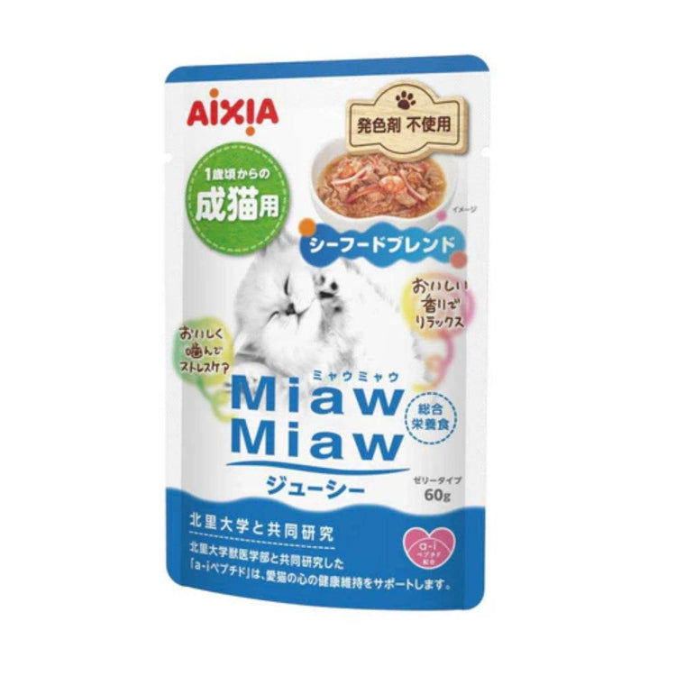 Aixia Miaw Miaw Juicy Pouch Wet Cat Food 60g-70g MJ6 SeafoodBlend 60g