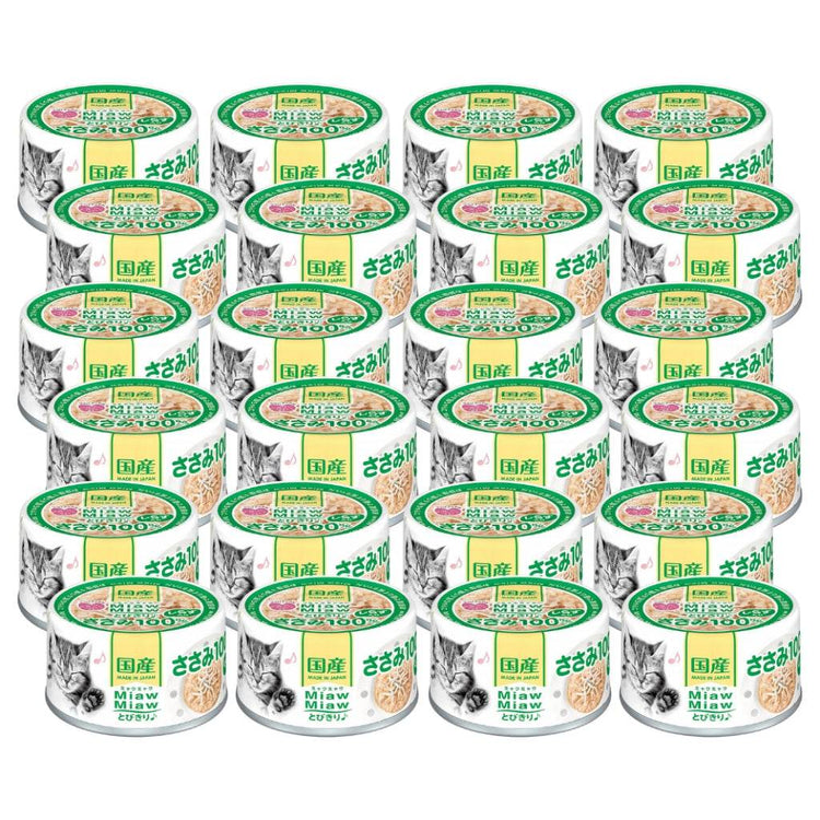 [Bundle of 24] Aixia Miaw Miaw Tobikiri Wet Cat Canned Food 60g MT6 ChickenWhitebait