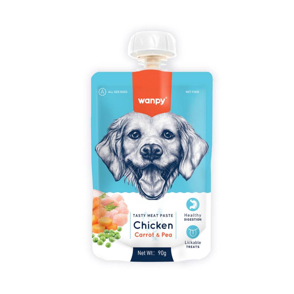 Wanpy Jerky Treats For Cats & Dogs Meat Paste Chicken Carrot & Pea