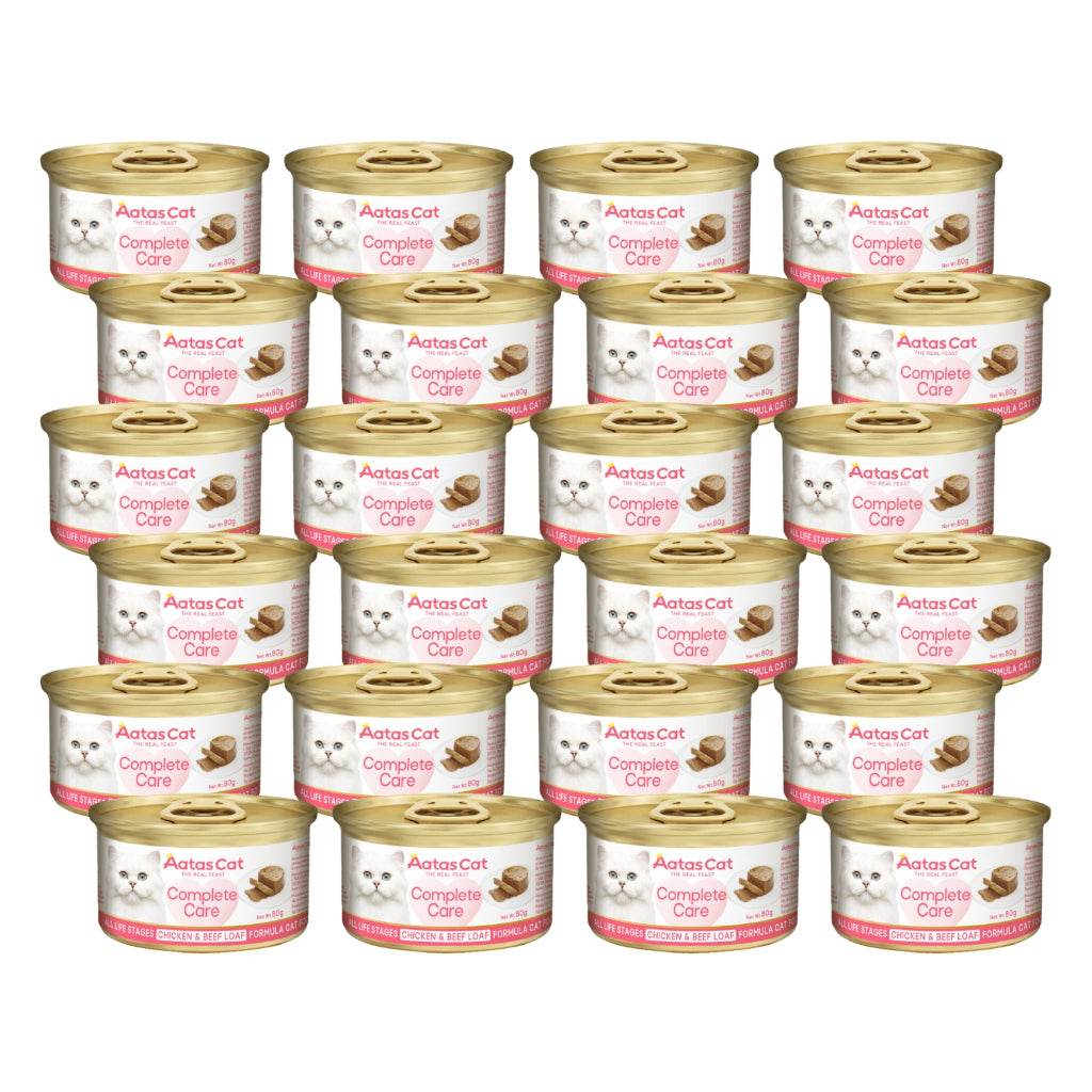 Bundle of 24 Aatas Cat Finest Wet Cat Food Chicken Beef Loaf