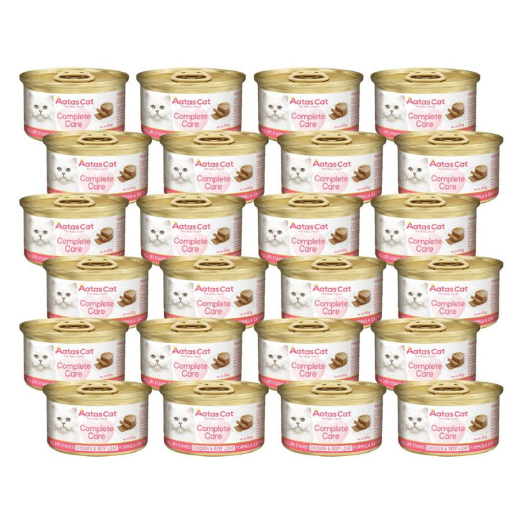 Bundle of 24 Aatas Cat Finest Wet Cat Food Chicken Beef Loaf