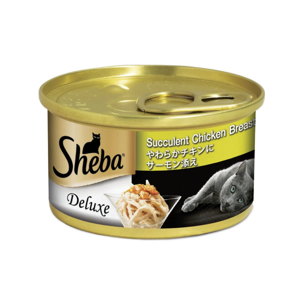 Sheba Deluxe Canned Wet Cat Food 85g - High-Protein Meal for Cats Chicken Breast & Salmon