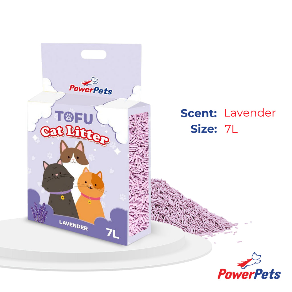 PowerPets Tofu Cat Litter 7L – Absorbent, Dust-Free, Clumping, Odor Control Lavender 7L