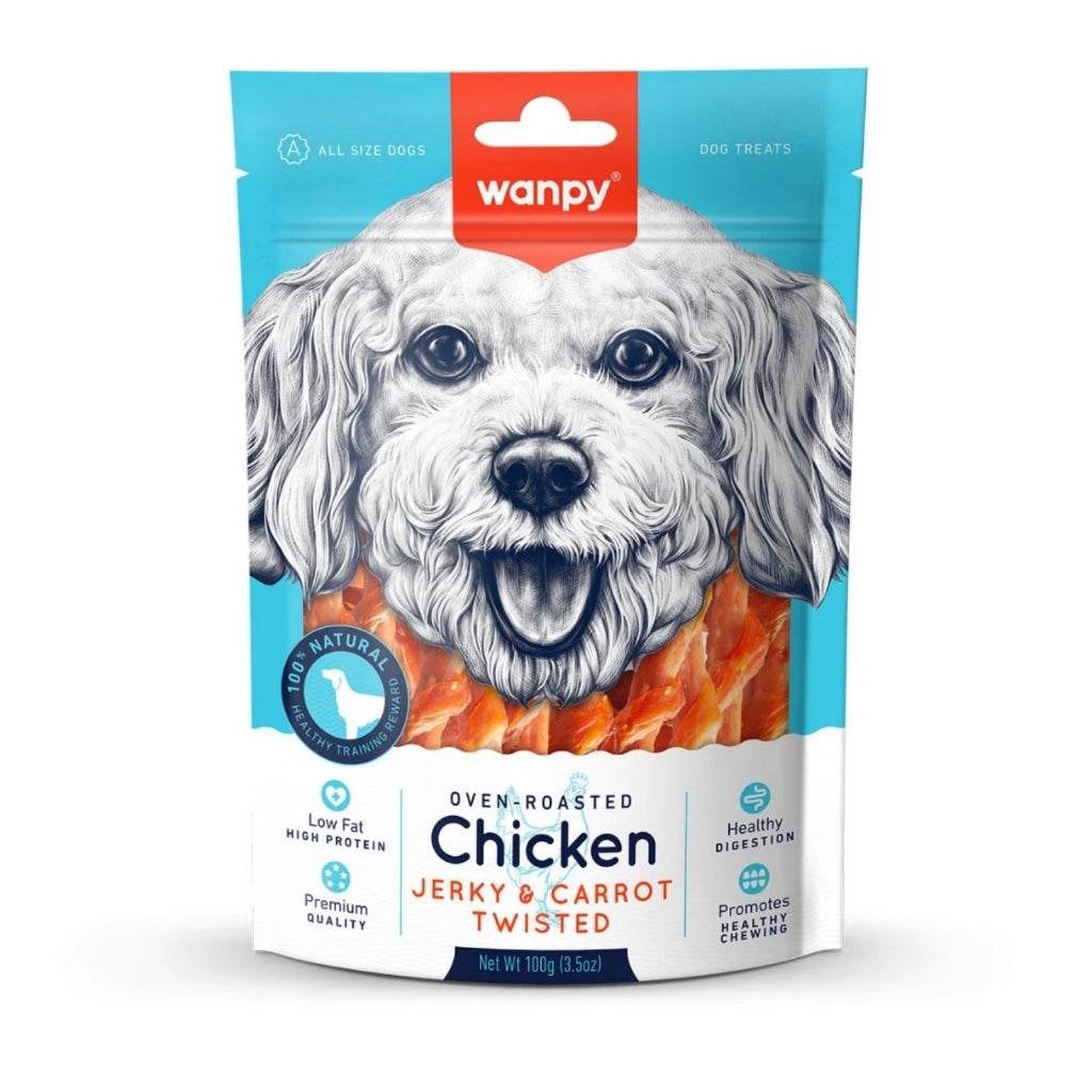 Wanpy Jerky Treats For Cats & Dogs Chicken Carrot Twist