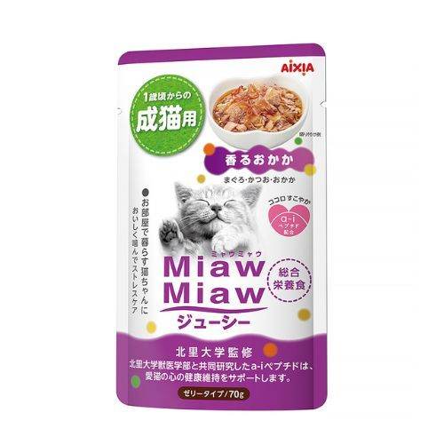 Aixia Miaw Miaw Juicy Pouch Wet Cat Food 60g-70g MJ9 Dried Bonito 60g
