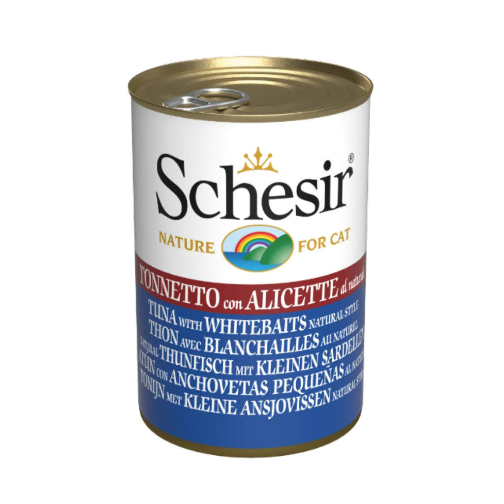 Schesir Complete Nutrition Canned Wet Cat Food 140g -100% Natural Real Meat Hydration Support Tuna w Beef Fillets