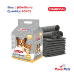 PowerPets Pet Pee Pad Original & Charcoal - Absorbent Odor Control Training Pad Sizes S–XL Char L: 60x60cm 40s
