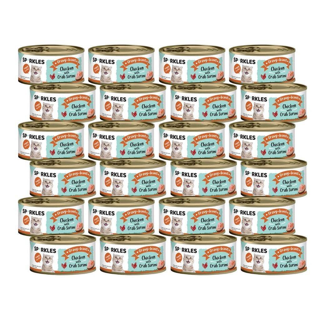 Bundle of 24 Sparkles Cat Wet Food Can Gravy Chicken Crab
