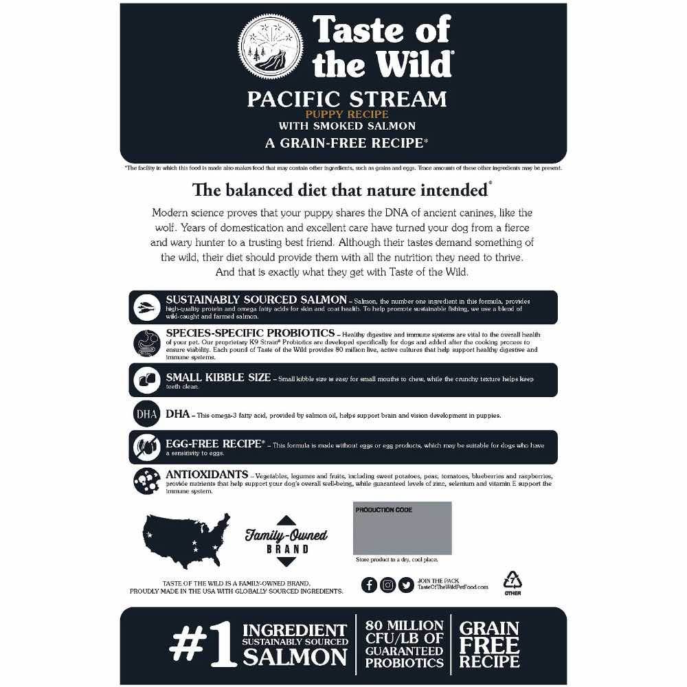 Taste of the Wild Pacific Stream PUPPY 12.2kg + 1 Treat