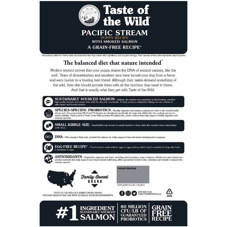 Taste of the Wild Pacific Stream PUPPY 12.2kg + 1 Treat